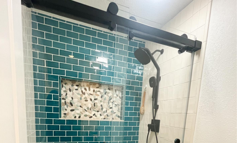 Bathroom remodel with fun tiles for a custom build